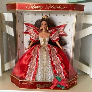 1997 10th Anniversary Happy Holidays Barbie Red Mattel
